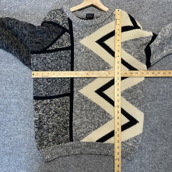 Vintage 90s Spettro Geometric Knit Grandpa Sweater M - Picture 5 of 5